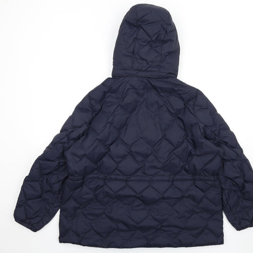Marks and Spencer Womens Blue Quilted Coat Size 22 Zip