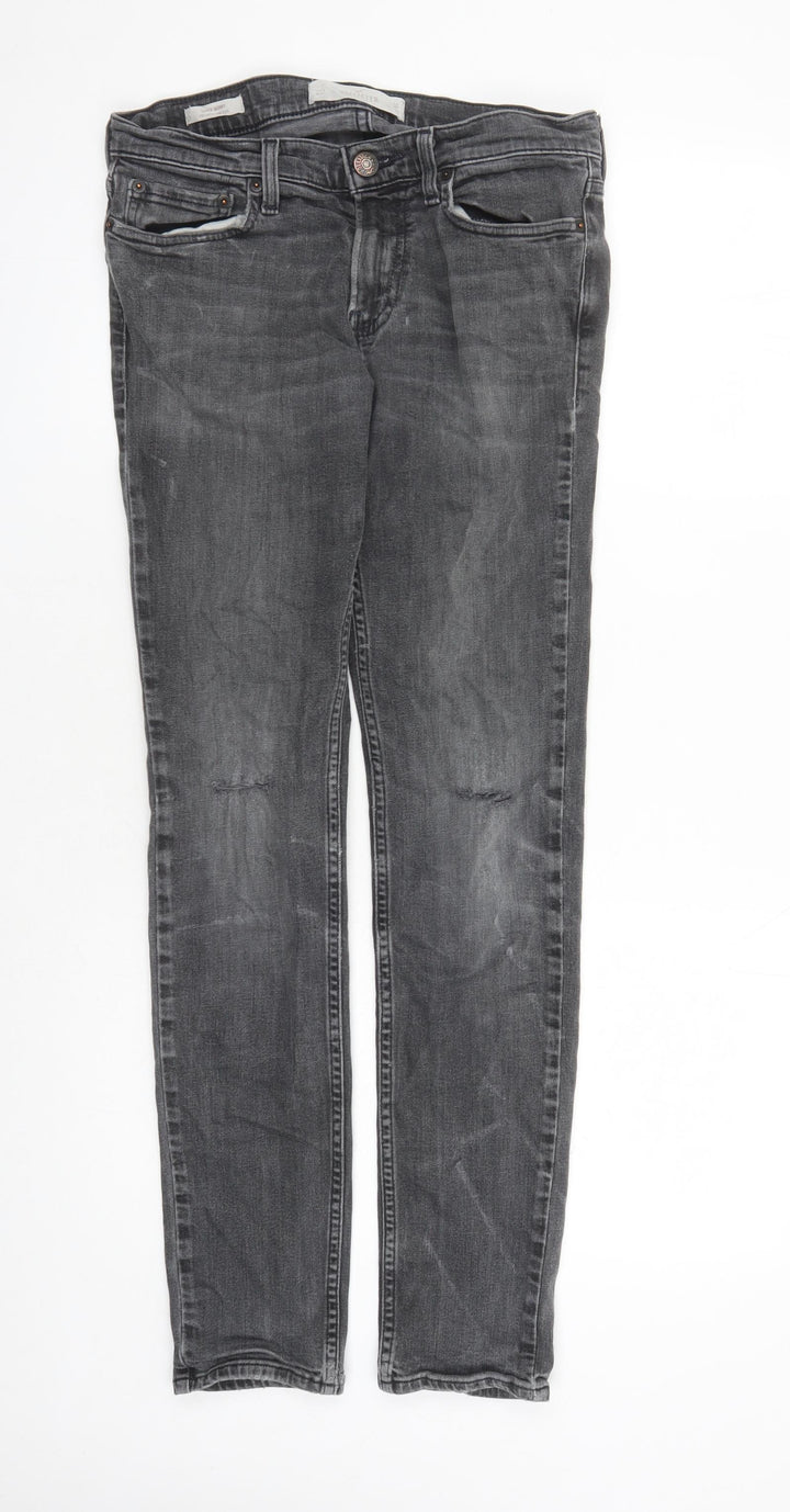 Hollister Mens Grey Cotton Skinny Jeans Size 30 in L29 in Regular Zip - Pockets