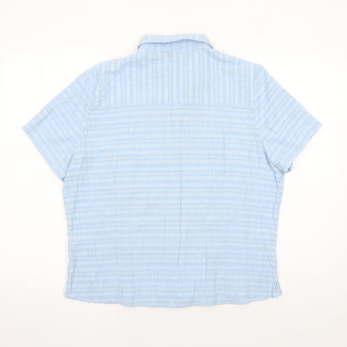 M&Co Womens Blue Geometric Viscose Basic Button-Up Size 20 Collared