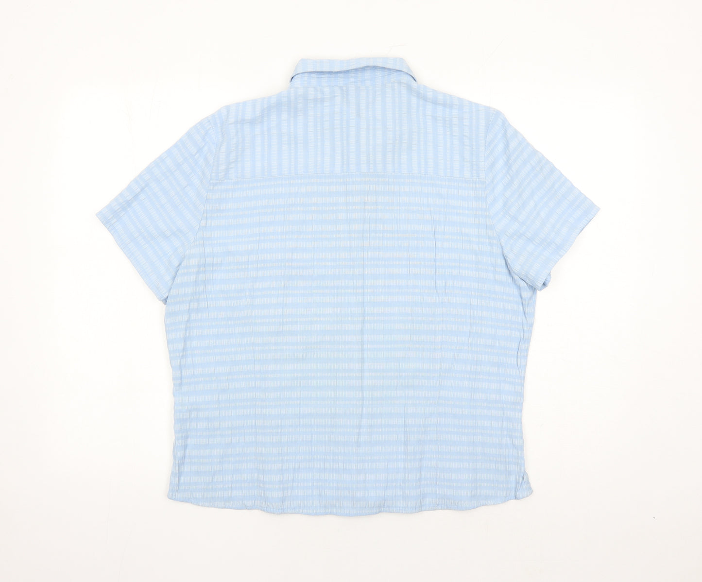 M&Co Womens Blue Geometric Viscose Basic Button-Up Size 20 Collared