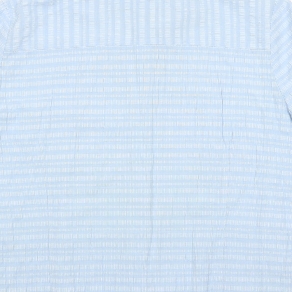 M&Co Womens Blue Geometric Viscose Basic Button-Up Size 20 Collared