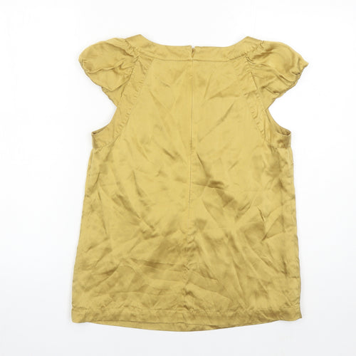 Monsoon Womens Gold Silk Basic Blouse Size 10 Round Neck