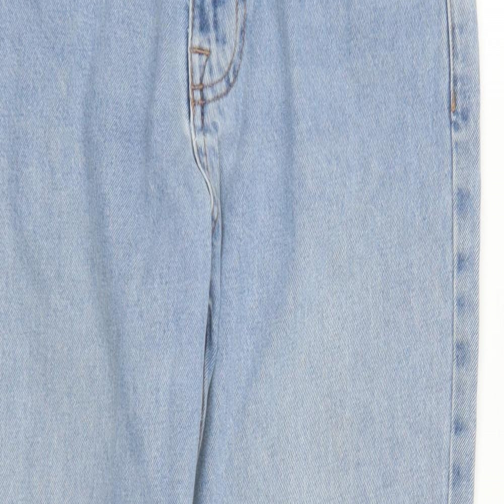 Pull&Bear Womens Blue Cotton Mom Jeans Size 28 in L27 in Regular Zip