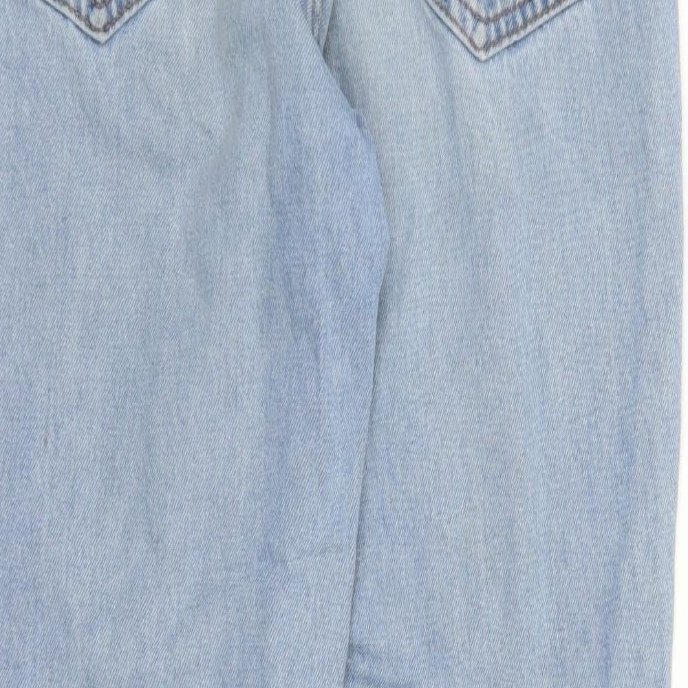 Pull&Bear Womens Blue Cotton Mom Jeans Size 28 in L27 in Regular Zip