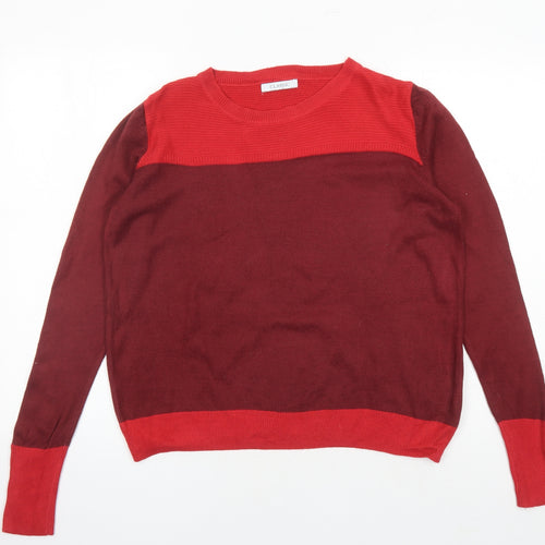 Classic Womens Red Round Neck Acrylic Pullover Jumper Size 12