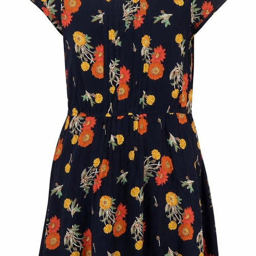 ASOS Womens Blue Floral Viscose A-Line Size 12 Round Neck Zip