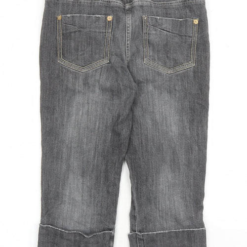 NEXT Womens Grey Cotton Cropped Jeans Size 10 L20 in Regular Zip - Pockets
