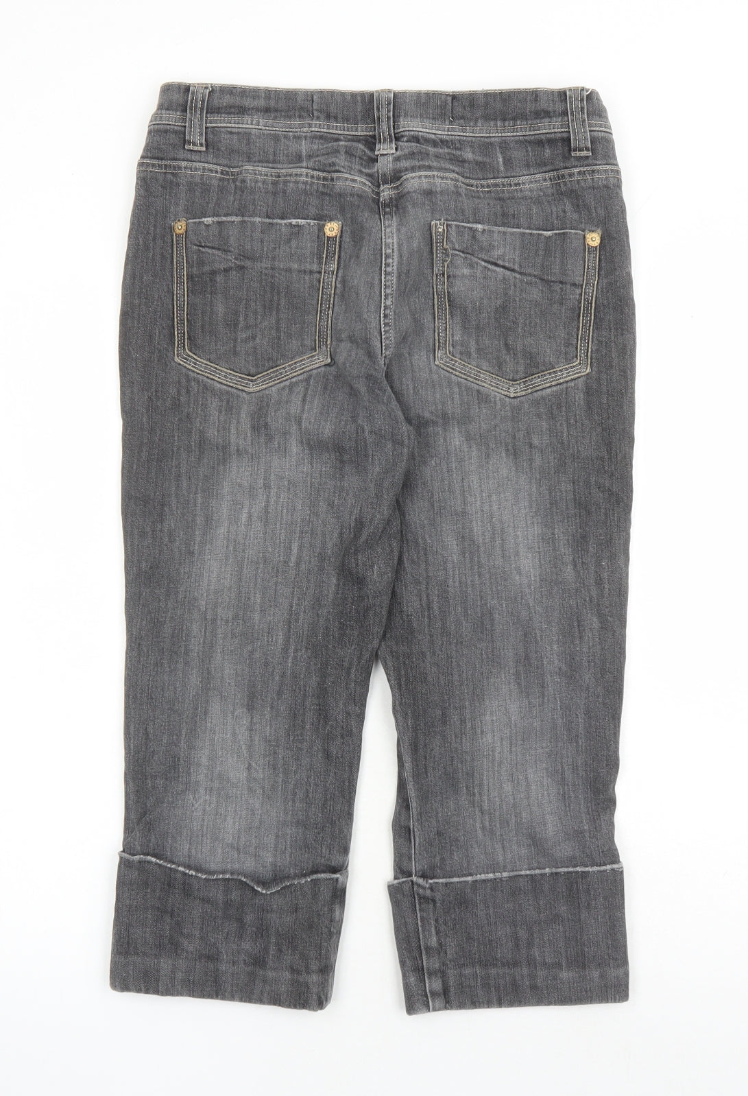 NEXT Womens Grey Cotton Cropped Jeans Size 10 L20 in Regular Zip - Pockets