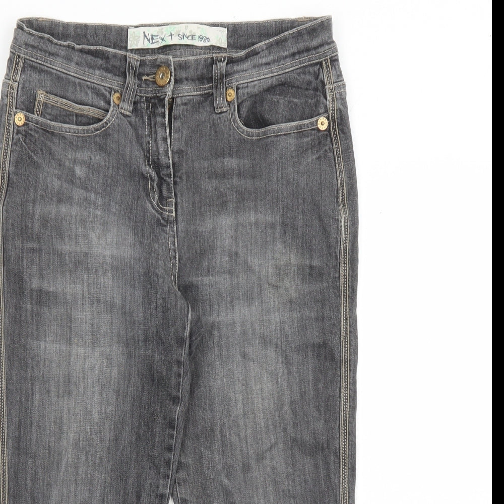 NEXT Womens Grey Cotton Cropped Jeans Size 10 L20 in Regular Zip - Pockets
