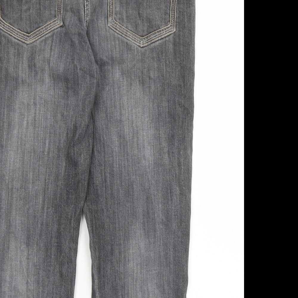 NEXT Womens Grey Cotton Cropped Jeans Size 10 L20 in Regular Zip - Pockets