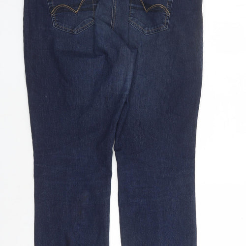 TU Womens Blue Cotton Straight Jeans Size 16 L29 in Regular Zip - Pockets