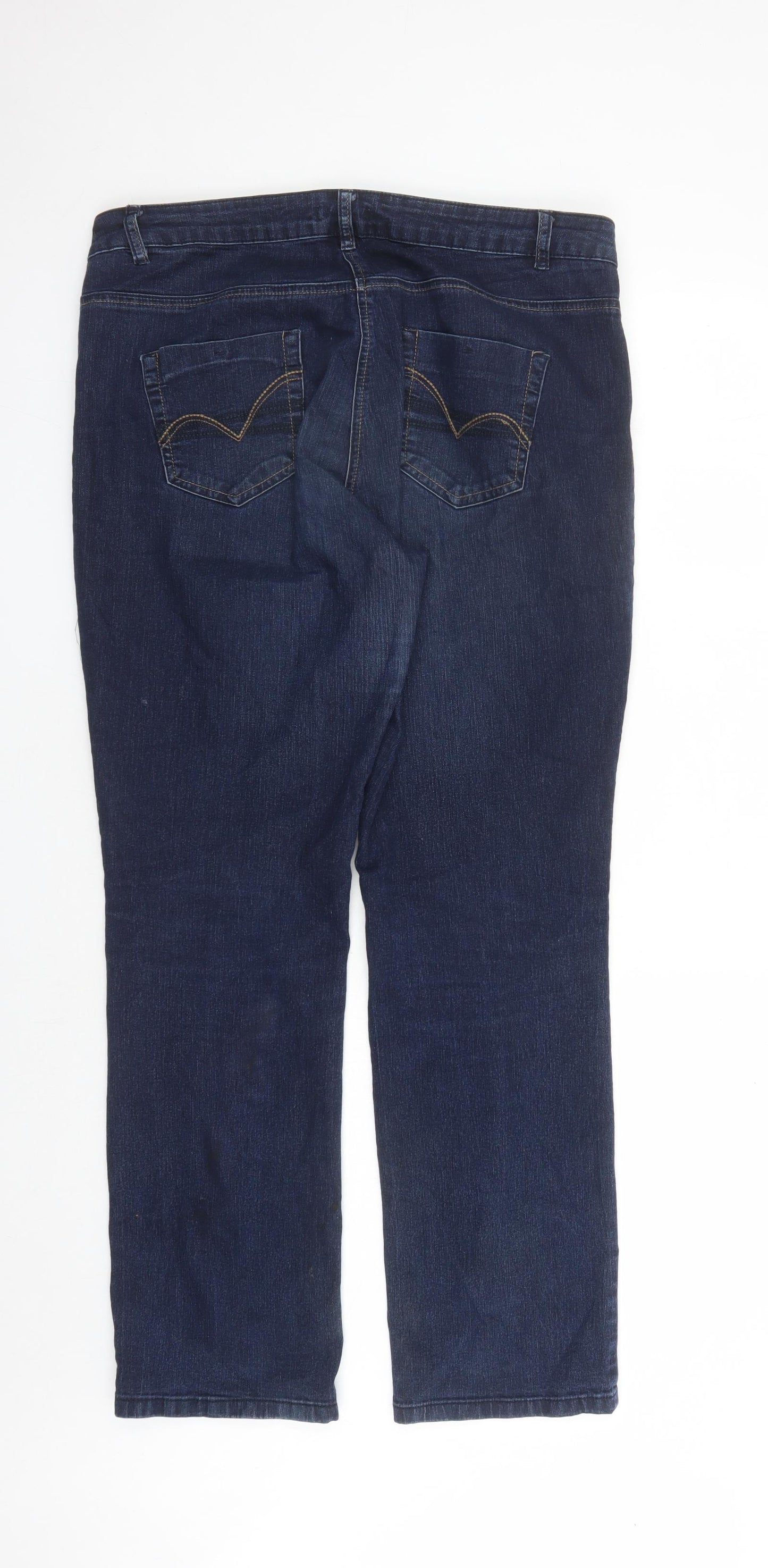 TU Womens Blue Cotton Straight Jeans Size 16 L29 in Regular Zip - Pockets