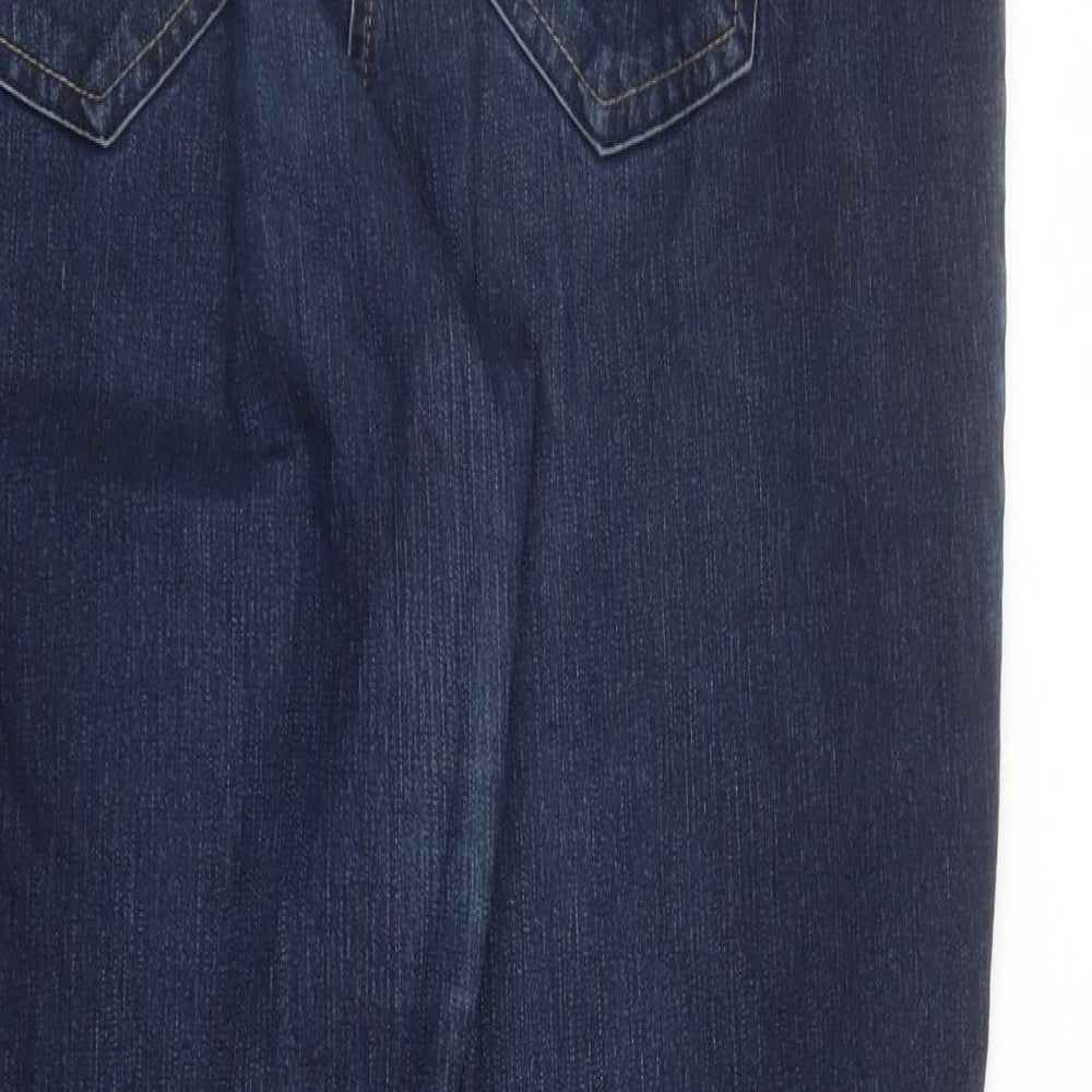 TU Womens Blue Cotton Straight Jeans Size 16 L29 in Regular Zip - Pockets