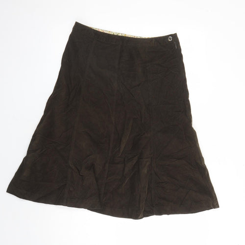 Tulchan Womens Brown Cotton Swing Skirt Size 12 Zip