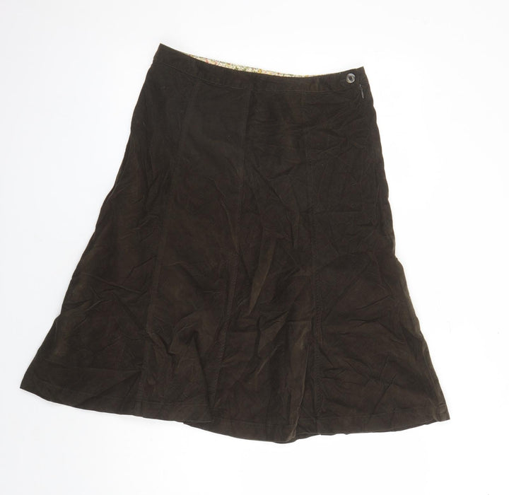 Tulchan Womens Brown Cotton Swing Skirt Size 12 Zip