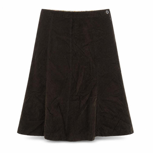 Front view of Tulchan women’s brown cotton swing skirt, size UK 12, zip