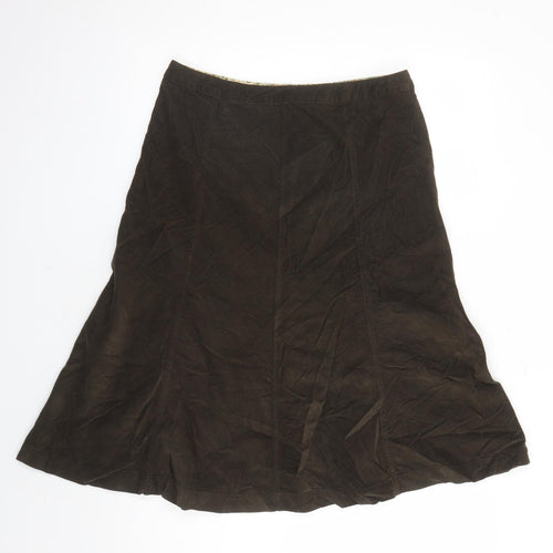 Tulchan Womens Brown Cotton Swing Skirt Size 12 Zip