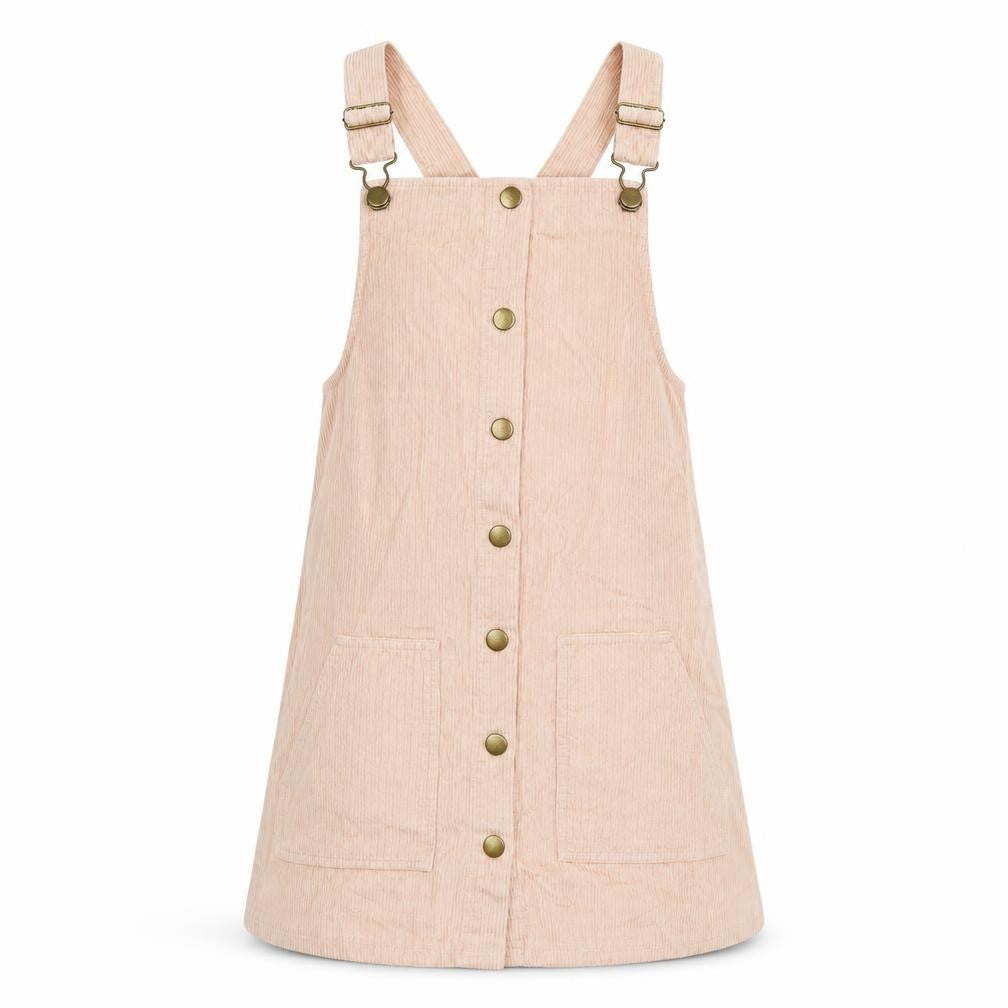 TU Girls Pink Cotton Pinafore/Dungaree Dress Size 11 Years Square Neck Button - Pockets