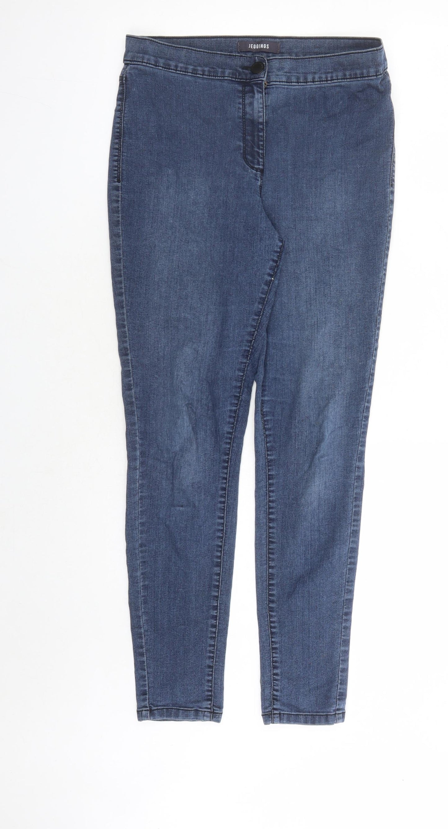 Marks and Spencer Womens Blue Cotton Jegging Jeans Size 12 L27 in Regular Zip