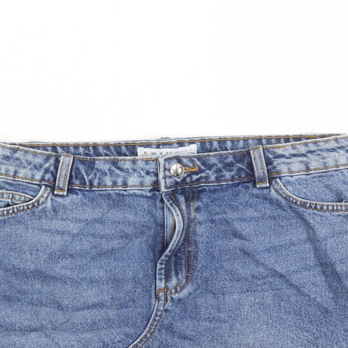 Denim & Co. Womens Blue Cotton Mini Skirt Size 8 Zip - Raw Hems