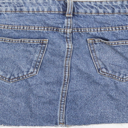 Denim & Co. Womens Blue Cotton Mini Skirt Size 8 Zip - Raw Hems