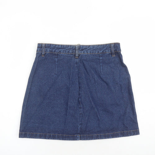 Matalan Womens Blue Cotton A-Line Skirt Size 10 Zip