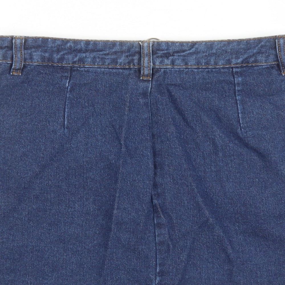 Matalan Womens Blue Cotton A-Line Skirt Size 10 Zip