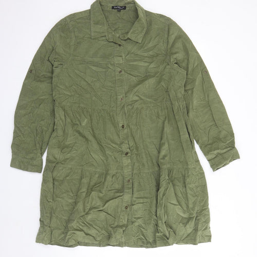 Velvet Heart Womens Green Cotton Shirt Dress Size L Collared Button - Pockets