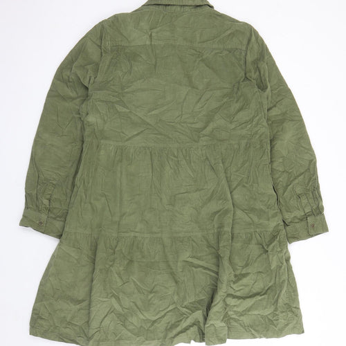 Velvet Heart Womens Green Cotton Shirt Dress Size L Collared Button - Pockets