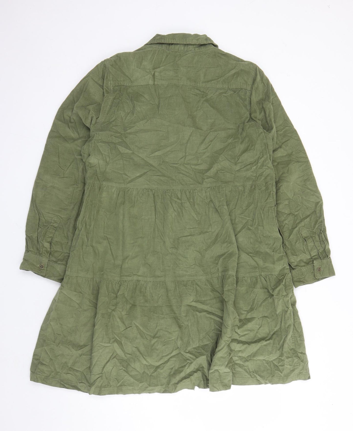 Velvet Heart Womens Green Cotton Shirt Dress Size L Collared Button - Pockets