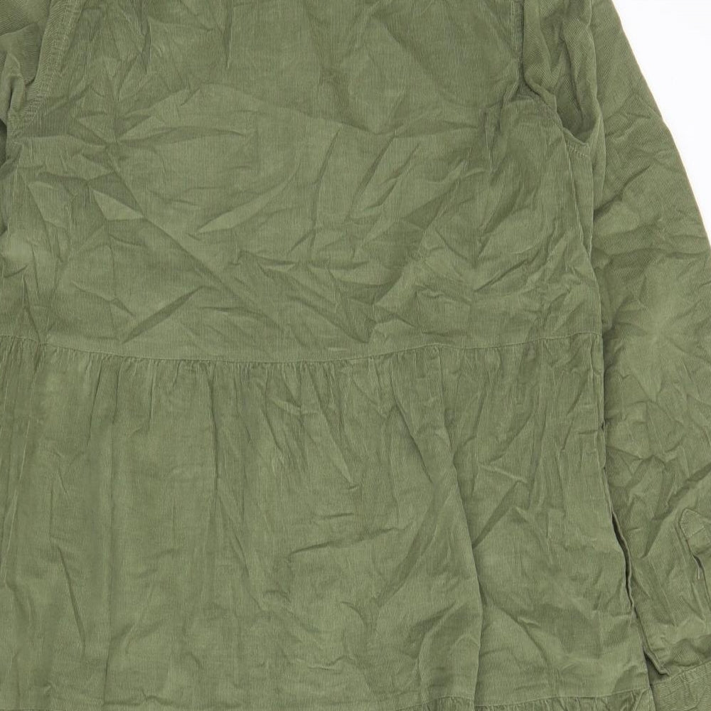 Velvet Heart Womens Green Cotton Shirt Dress Size L Collared Button - Pockets
