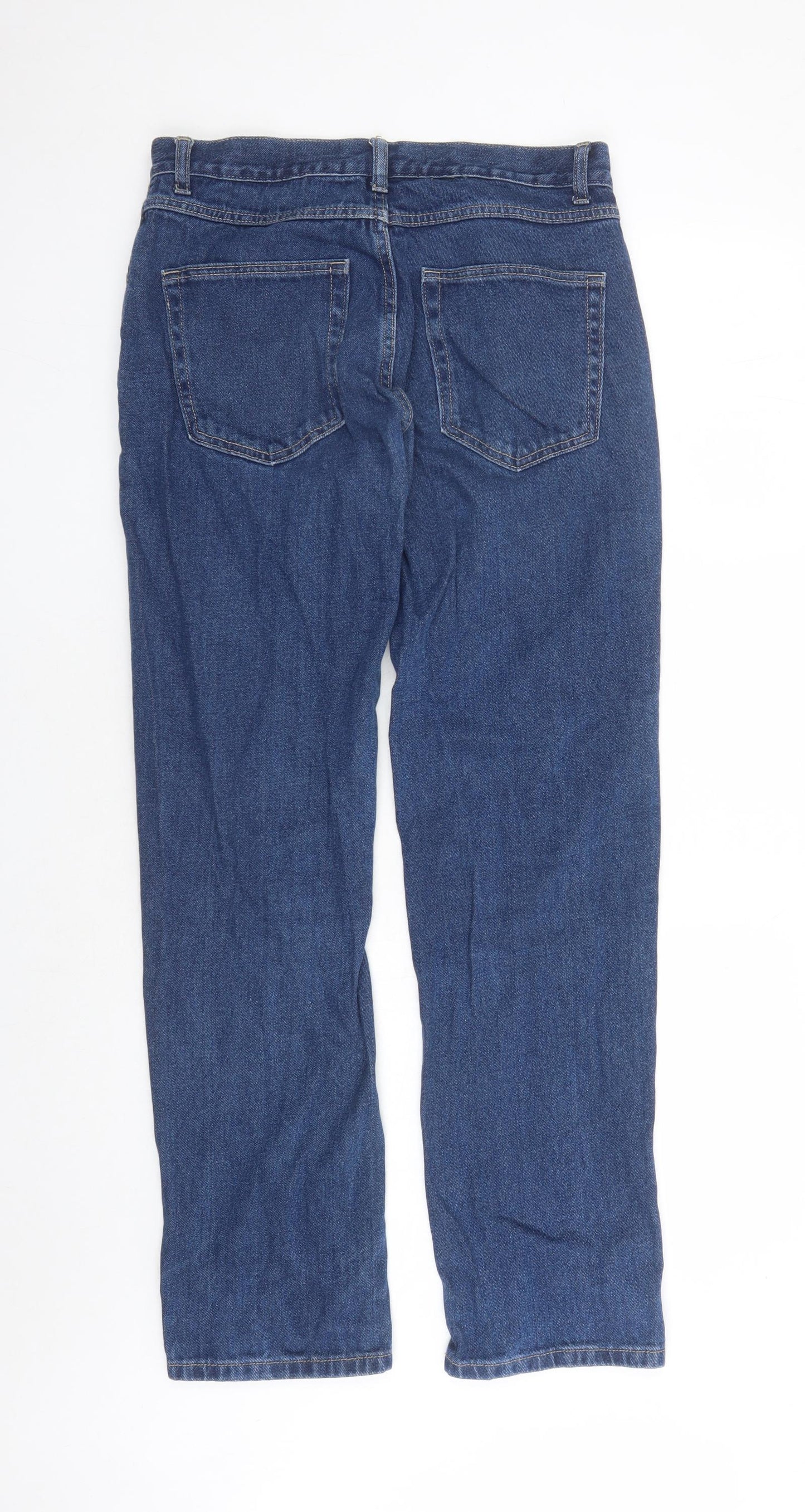 George Mens Blue Cotton Straight Jeans Size 32 in L30 in Regular Zip - Pockets