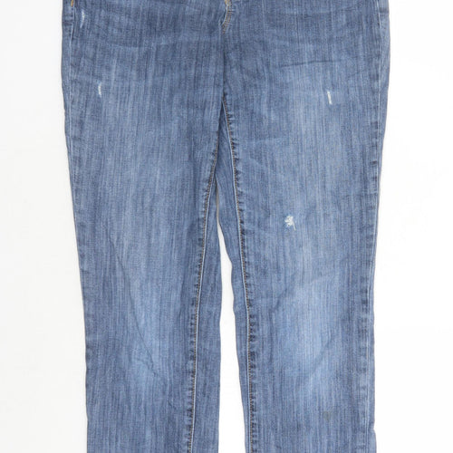Gap Womens Blue Cotton Boyfriend Jeans Size 32 in L26 in Regular Zip - Pockets Short Leg