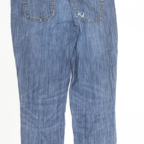 Gap Womens Blue Cotton Boyfriend Jeans Size 32 in L26 in Regular Zip - Pockets Short Leg
