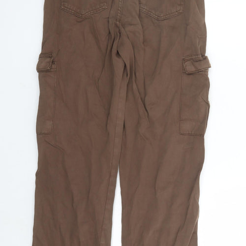 Pull&Bear Womens Brown Cotton Straight Jeans Size 10 L29 in Regular Zip - Cargo