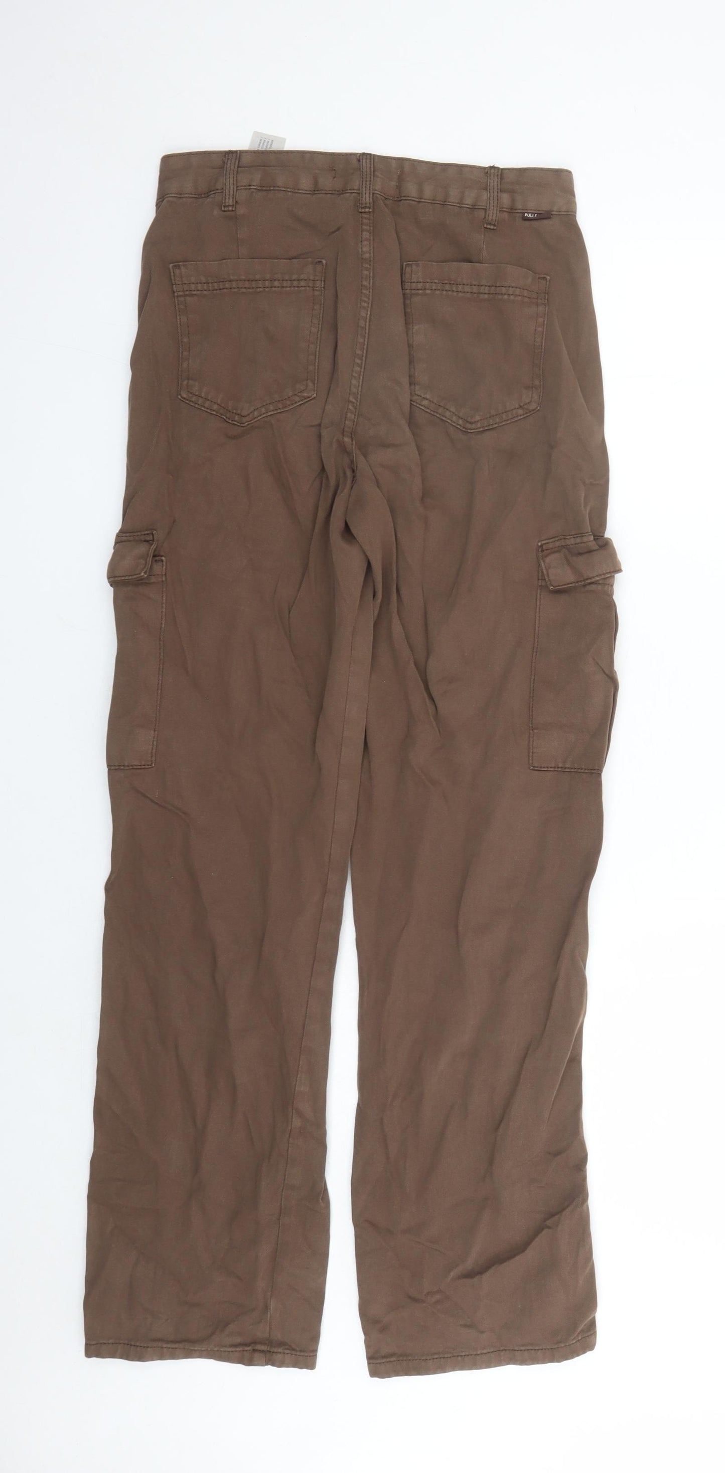 Pull&Bear Womens Brown Cotton Straight Jeans Size 10 L29 in Regular Zip - Cargo