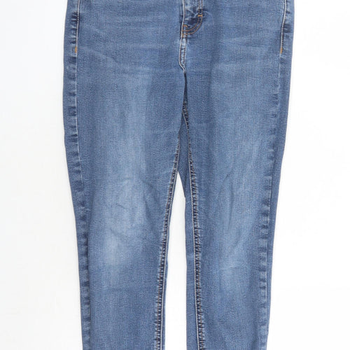 Topshop Womens Blue Cotton Cropped Jeans Size 28 in L24 in Regular Zip - Pockets