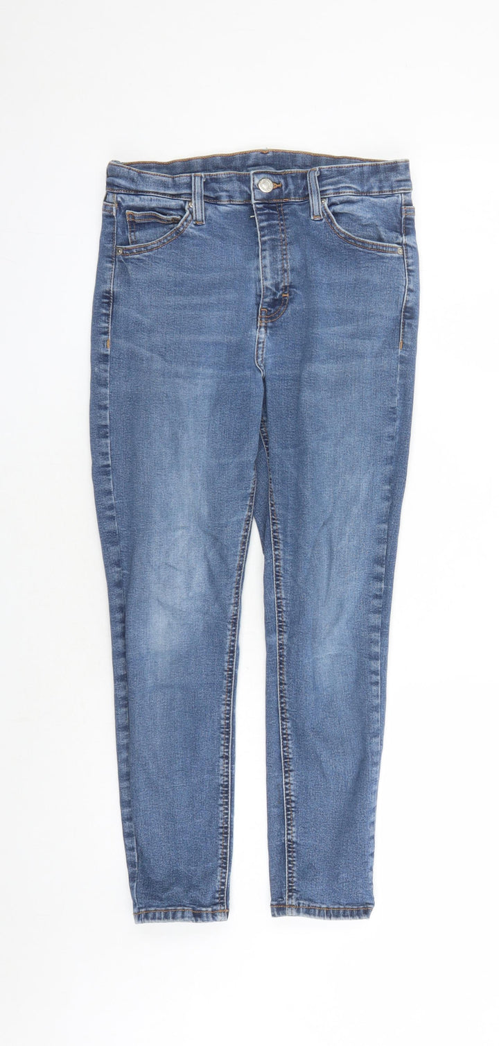 Topshop Womens Blue Cotton Cropped Jeans Size 28 in L24 in Regular Zip - Pockets