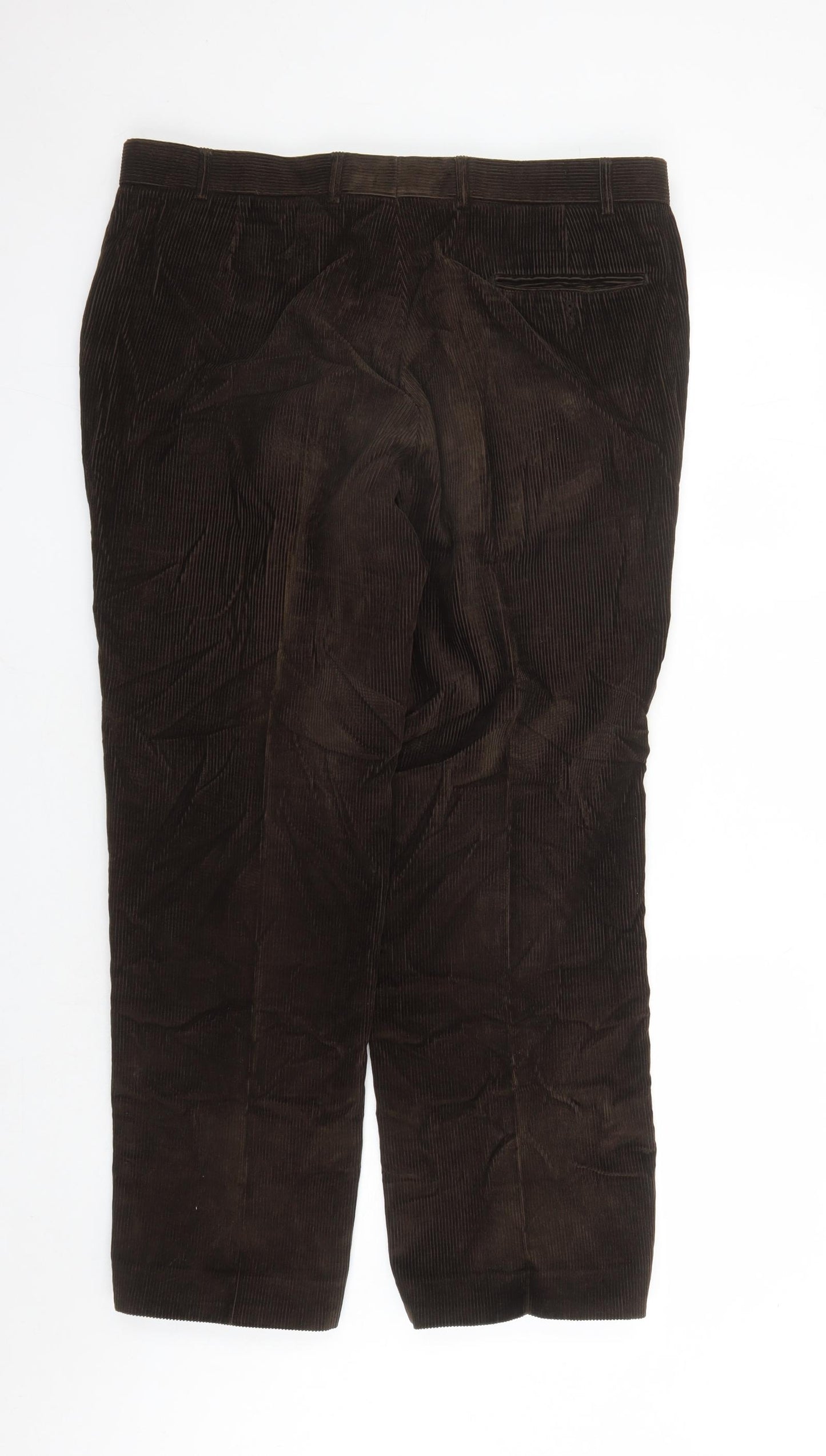 Autograph Mens Brown Cotton Trousers Size 38 in L27 in Regular Zip - Pockets Short Leg