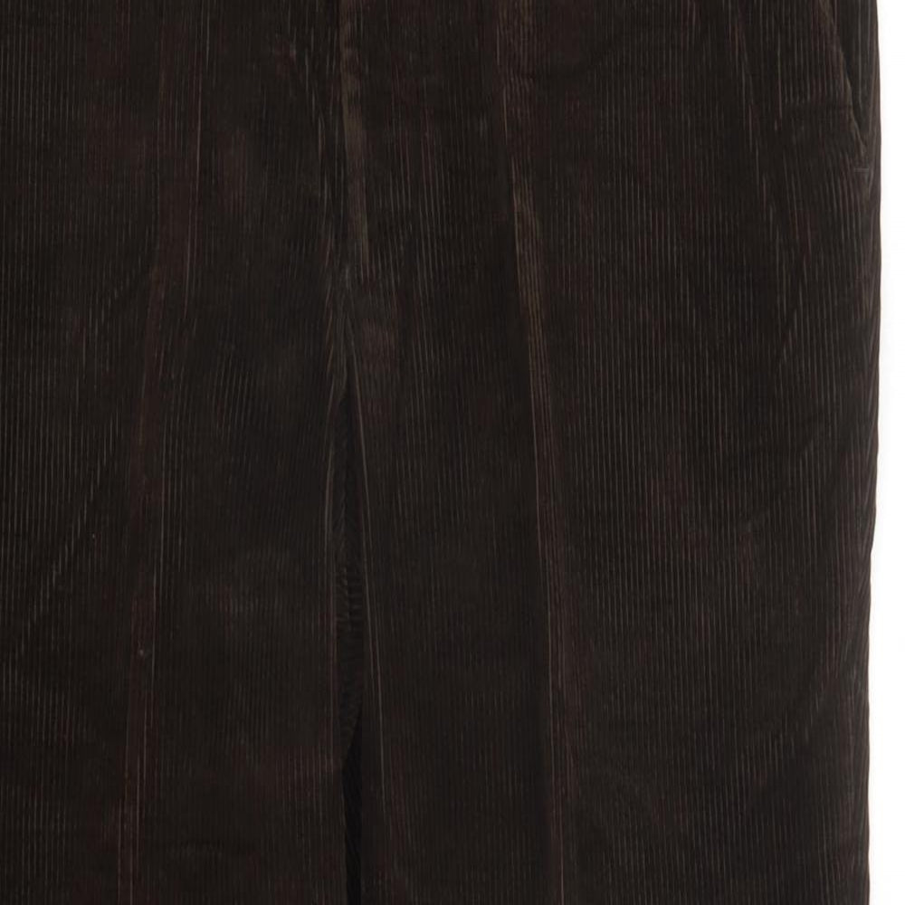 Autograph Mens Brown Cotton Trousers Size 38 in L27 in Regular Zip - Pockets Short Leg