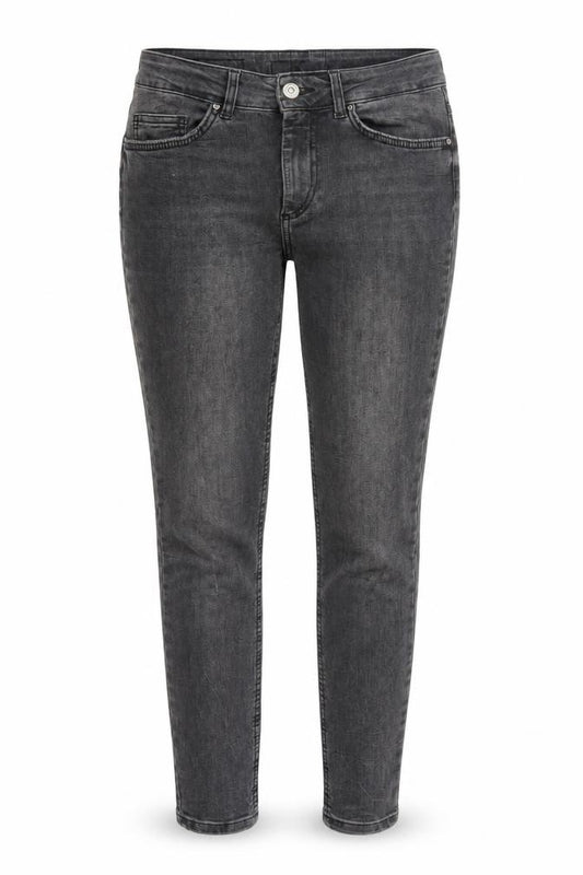 Front view of Pieces women’s grey cotton skinny jeans, size S, 28-inch leg regular zip - pockets