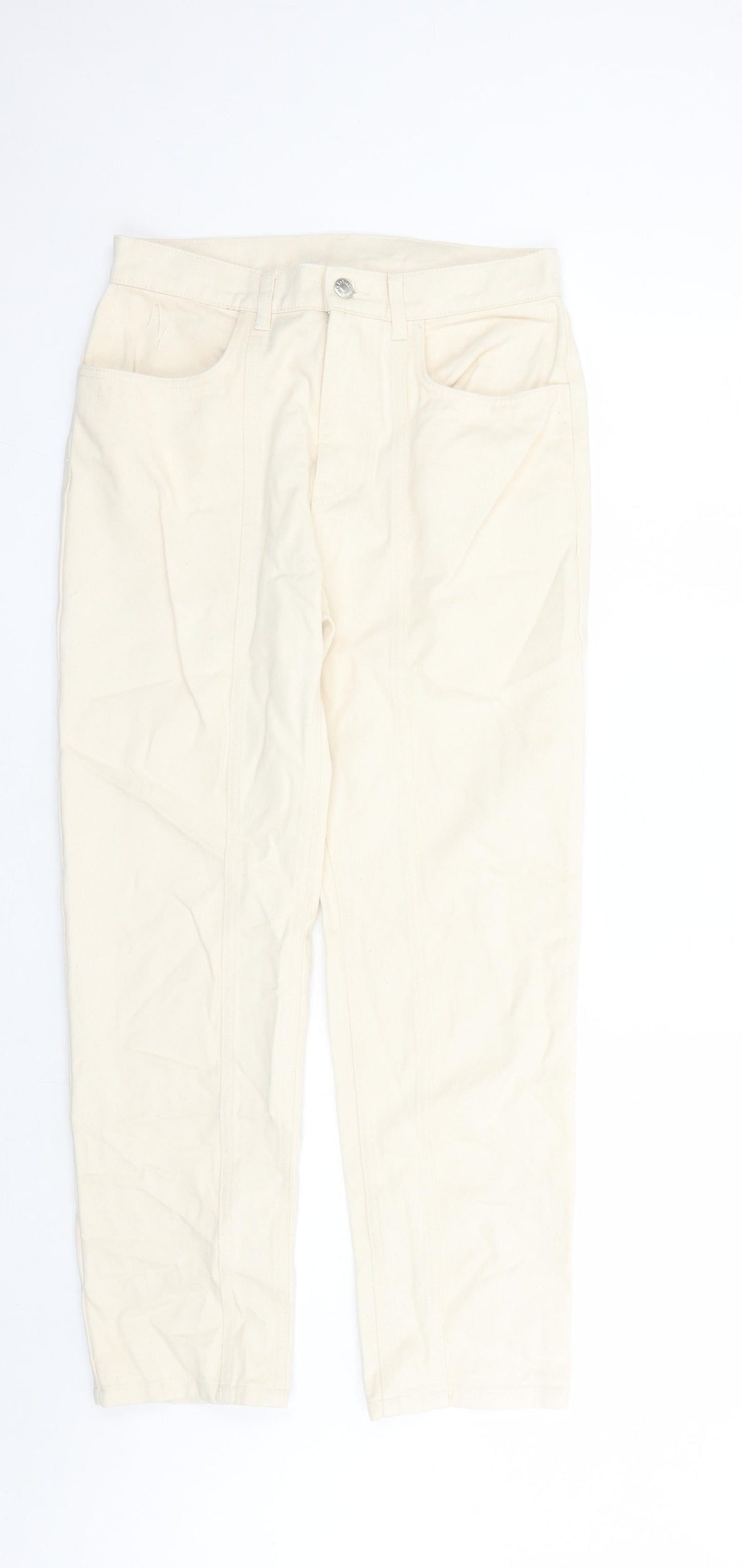 AsYou Womens Beige Cotton Straight Jeans Size 30 in L28 in Regular Zip - Pockets