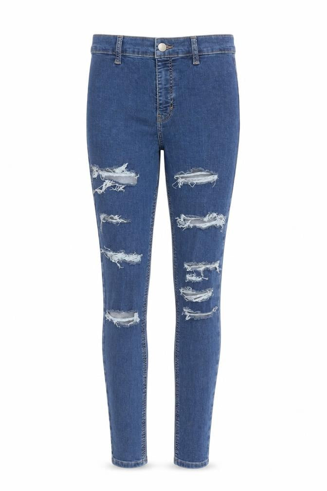 Topshop Womens Blue Cotton Skinny Jeans Size 26 in L28 in Regular Zip - Pockets