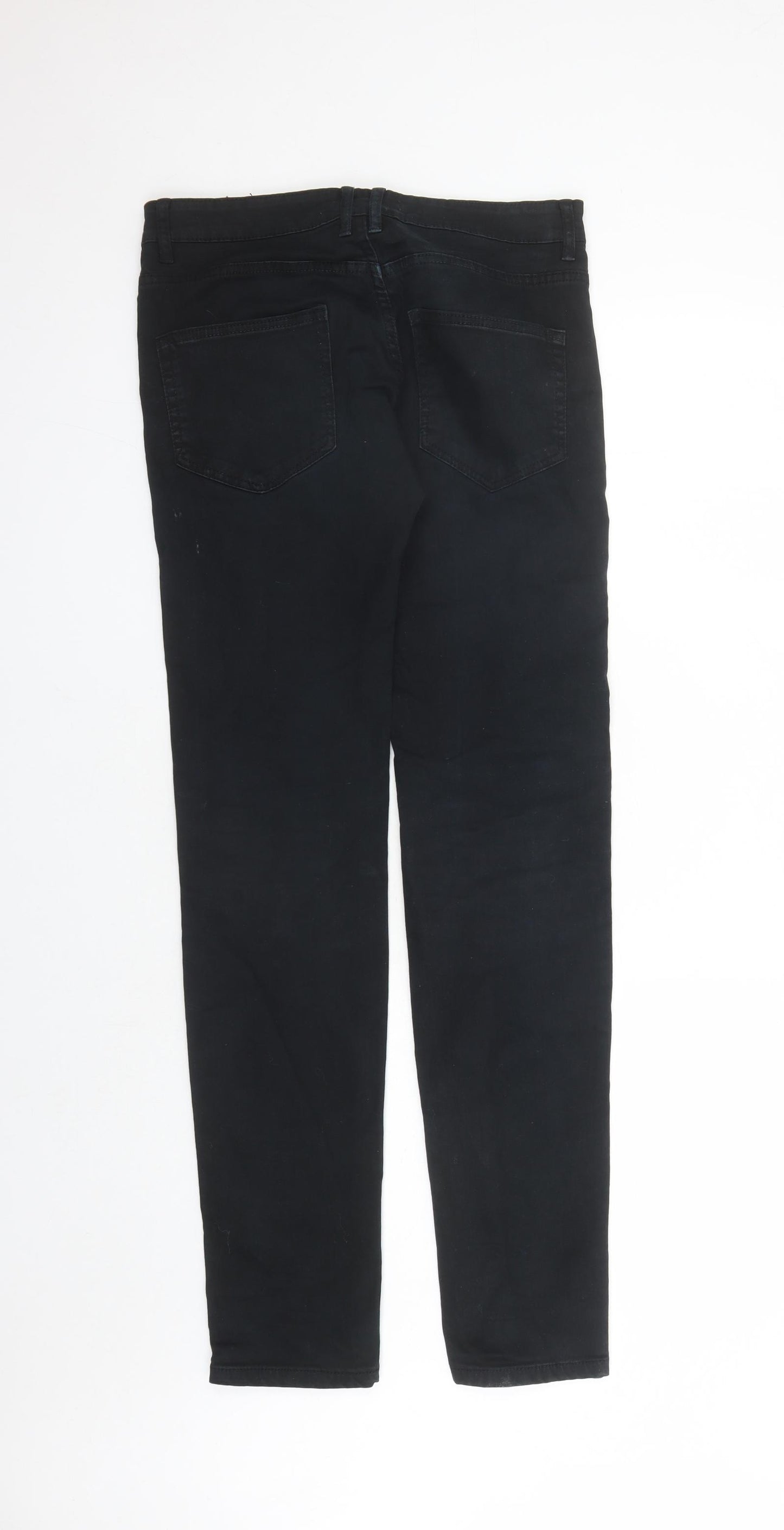 Stradivarius Mens Black Polyester Straight Jeans Size 32 in L31 in Regular Zip - Pockets