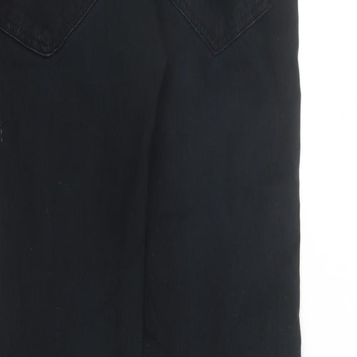 Stradivarius Mens Black Polyester Straight Jeans Size 32 in L31 in Regular Zip - Pockets