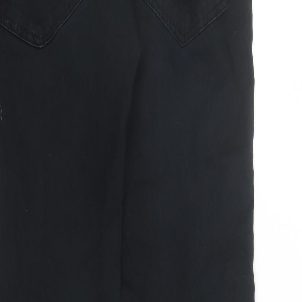 Stradivarius Mens Black Polyester Straight Jeans Size 32 in L31 in Regular Zip - Pockets