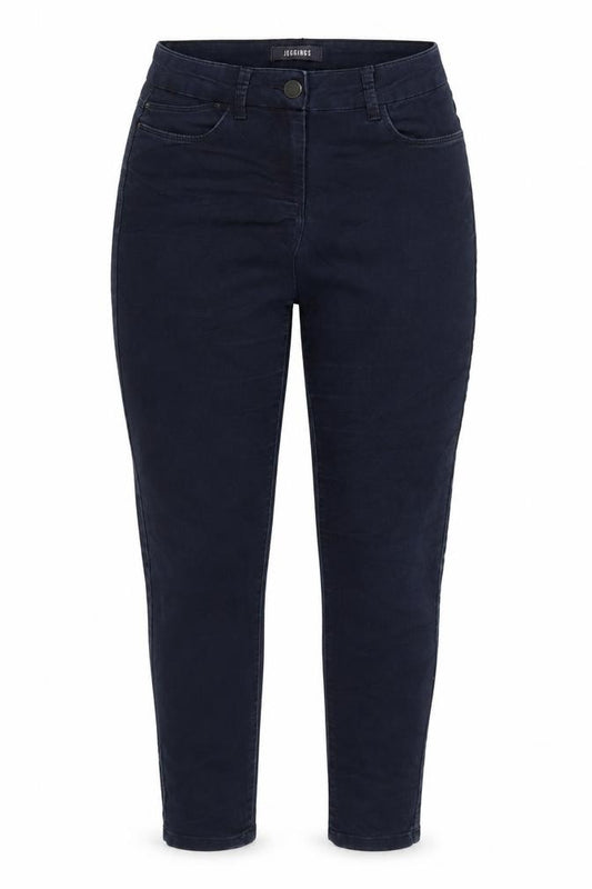 Front view of Marks & Spencer women’s blue cotton jegging jeans, size UK 8, 29-inch leg regular zip - pockets