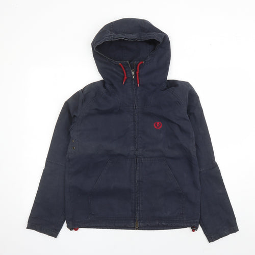 Henri Lloyd Mens Blue Rain Coat Coat Size S Zip - Estimated size S Hooded Pockets