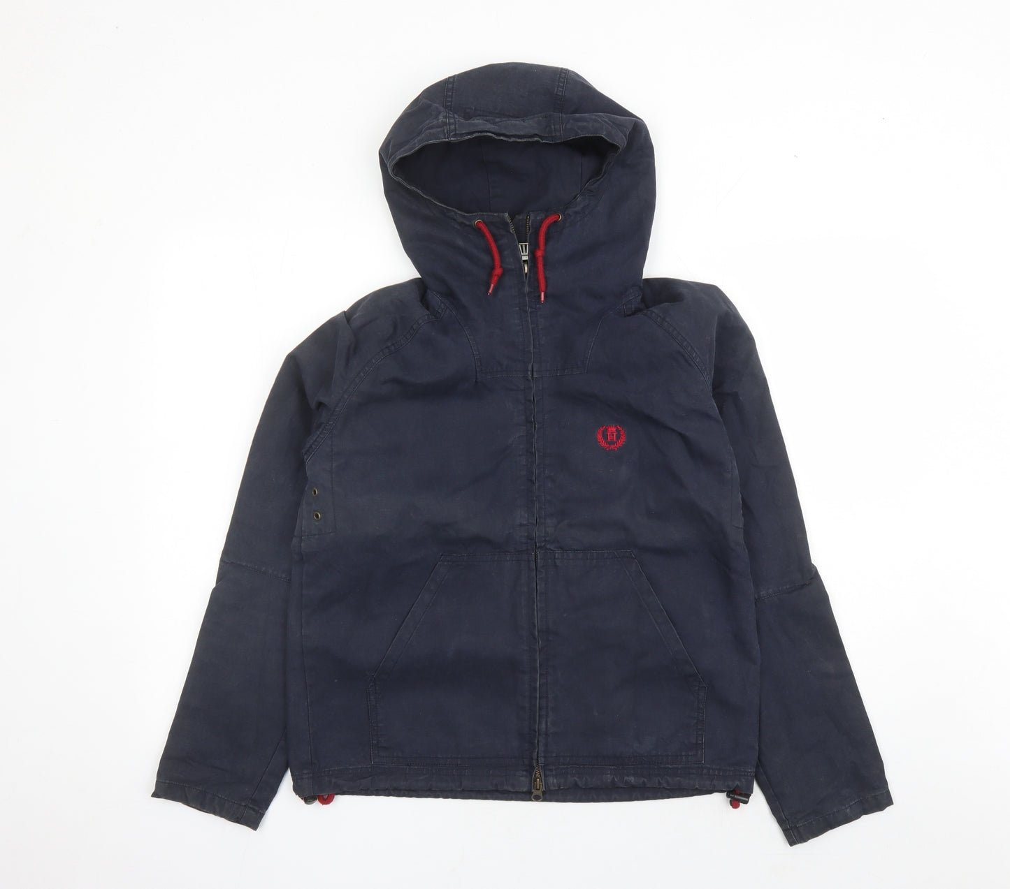 Henri Lloyd Mens Blue Rain Coat Coat Size S Zip - Estimated size S Hooded Pockets