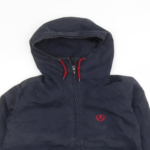 Henri Lloyd Mens Blue Rain Coat Coat Size S Zip - Estimated size S Hooded Pockets